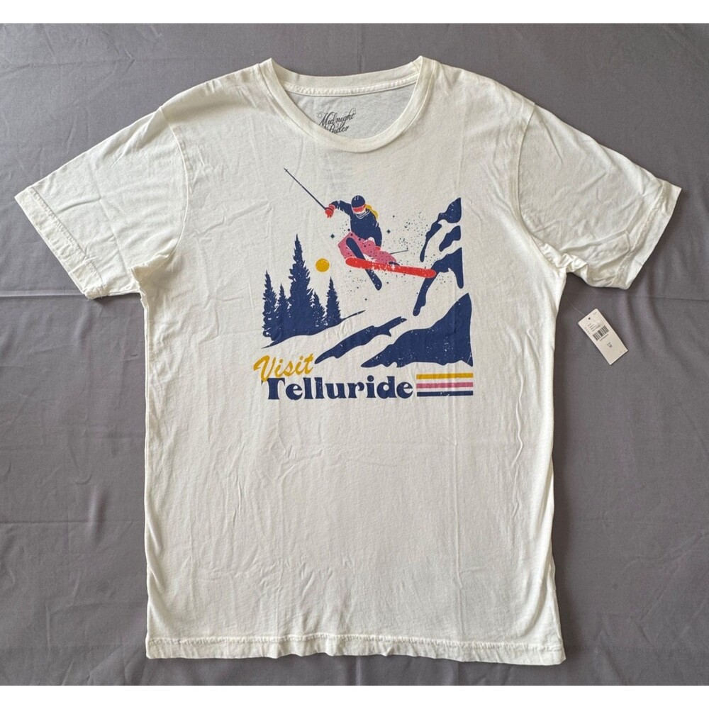 NWT ANTHROPOLOGIE Midnight Rider T-Shirt M White Telluride Graphic Tee Shirt